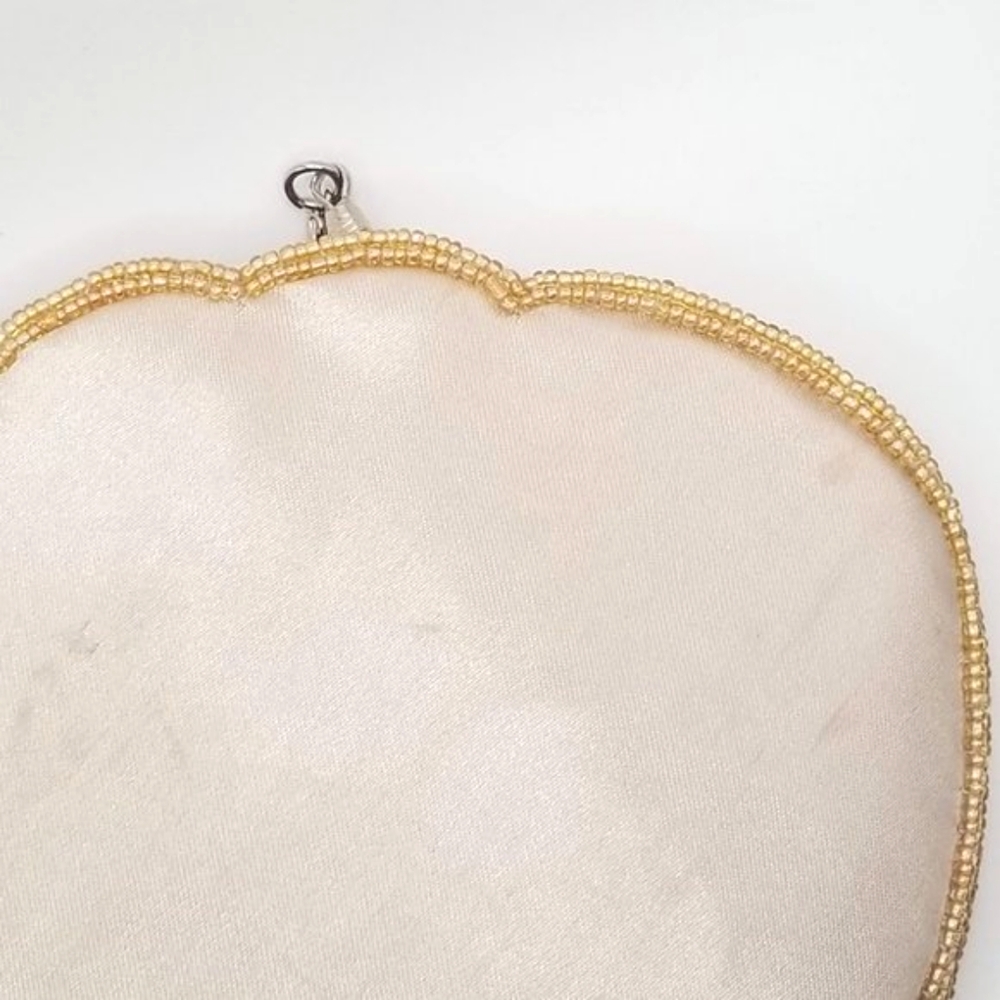 Bijoux Terner Beaded Cream Satin with Chain Mini Purse Handbag - Picture 7 of 15